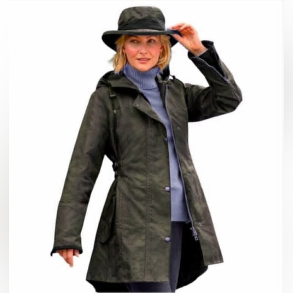 NWT Oxford Blue Katrina Waxed Jacket Tartan Jacket Riding Size 4 US 8 UK Hood 😀